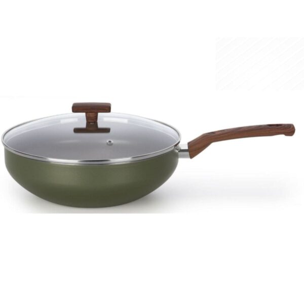 Frigideira Wok Antiaderente 28 CM Eté com Tampa de Vidro Multiflon - COD 84228
