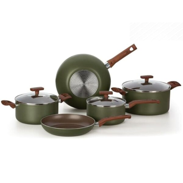 Conjunto de Panelas 05 peças Eté Antiaderente Multiflon Verde Oliva - COD 40084A