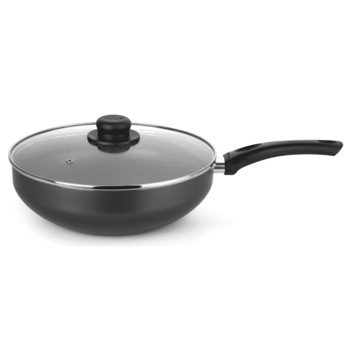 Frigideira Wok Gourmet Antiaderente c/ Cabo e Tampa de Vidro Multiflon - COD 67828